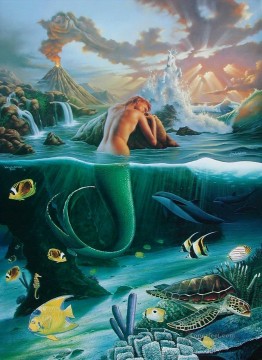 JW Mermaid Dreams océan Peinture à l'huile